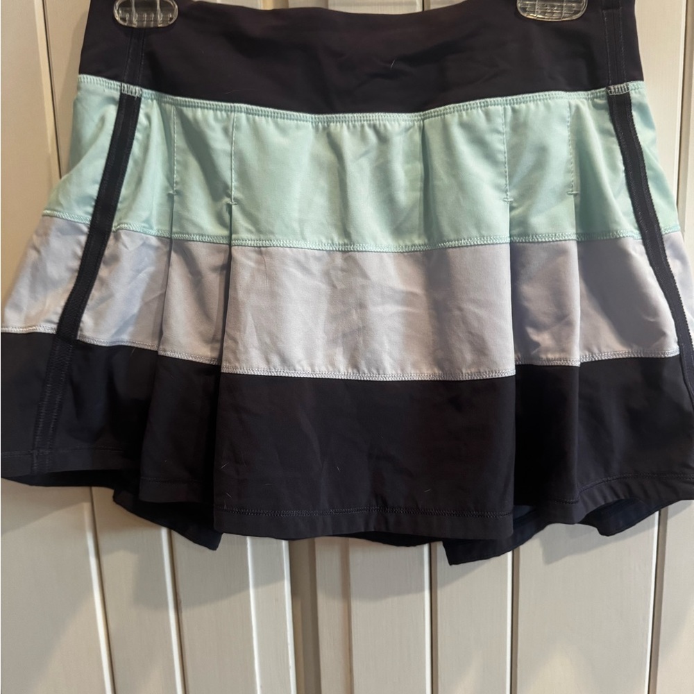 Lululemon Athletica Black, Gray, and Mint Mini Skirt